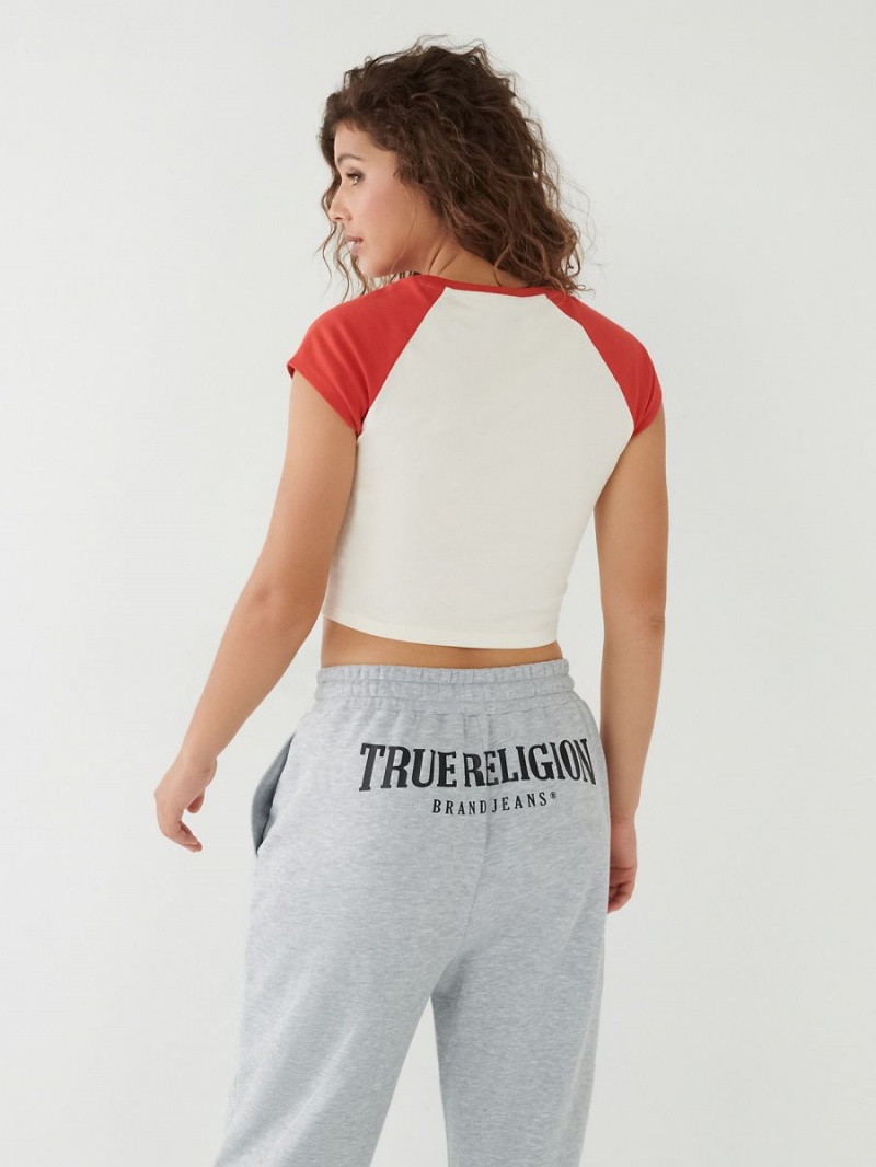 Camiseta True Religion Raglan Baby Blancas | 64FKLZVEJ