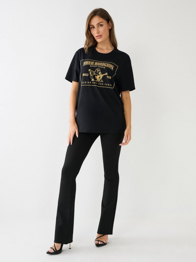 Camiseta True Religion Reflective Buddha Logo Boyfriend Negras | 74LMSATXI