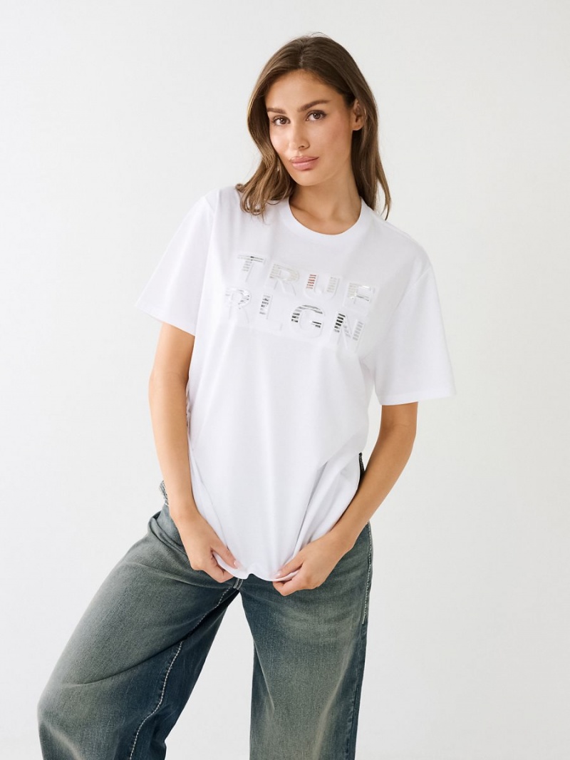 Camiseta True Religion Rlgn Logo Boyfriend Blancas | 51UTKSIGP