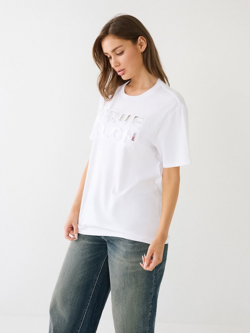 Camiseta True Religion Rlgn Logo Boyfriend Blancas | 51UTKSIGP