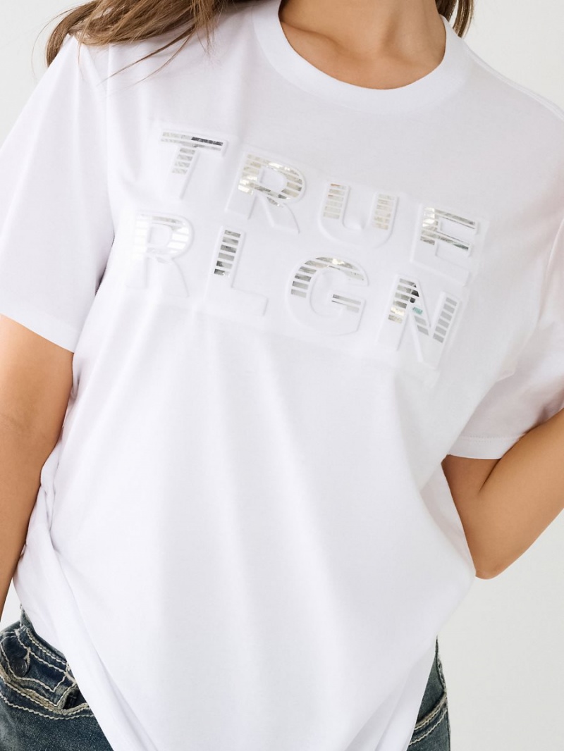 Camiseta True Religion Rlgn Logo Boyfriend Blancas | 51UTKSIGP