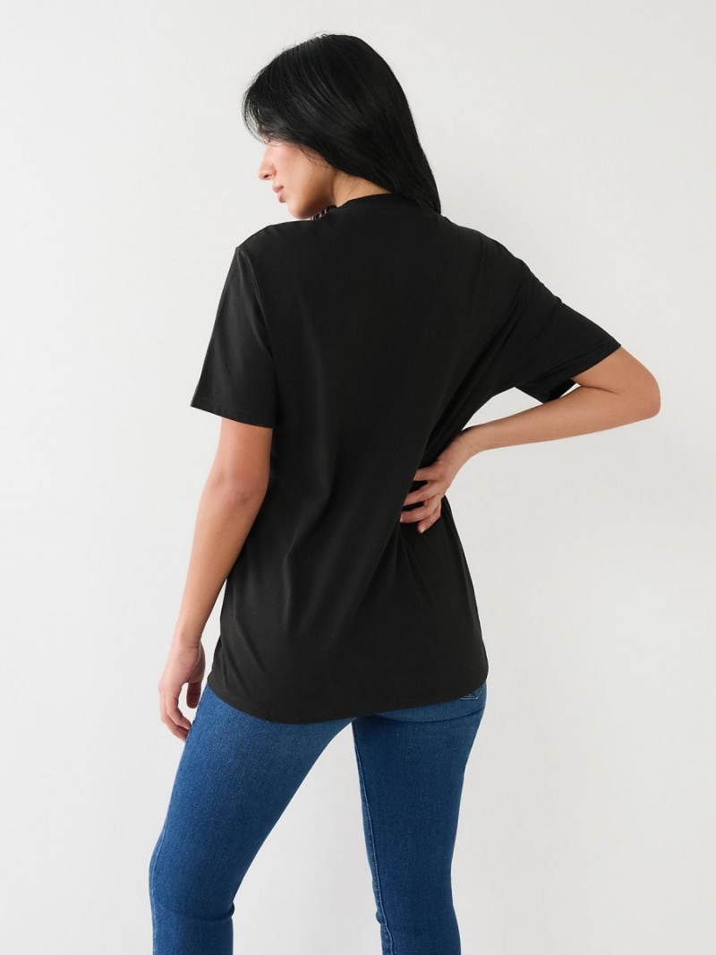 Camiseta True Religion Rlgn Logo Boyfriend Negras | 25MCRDLIV