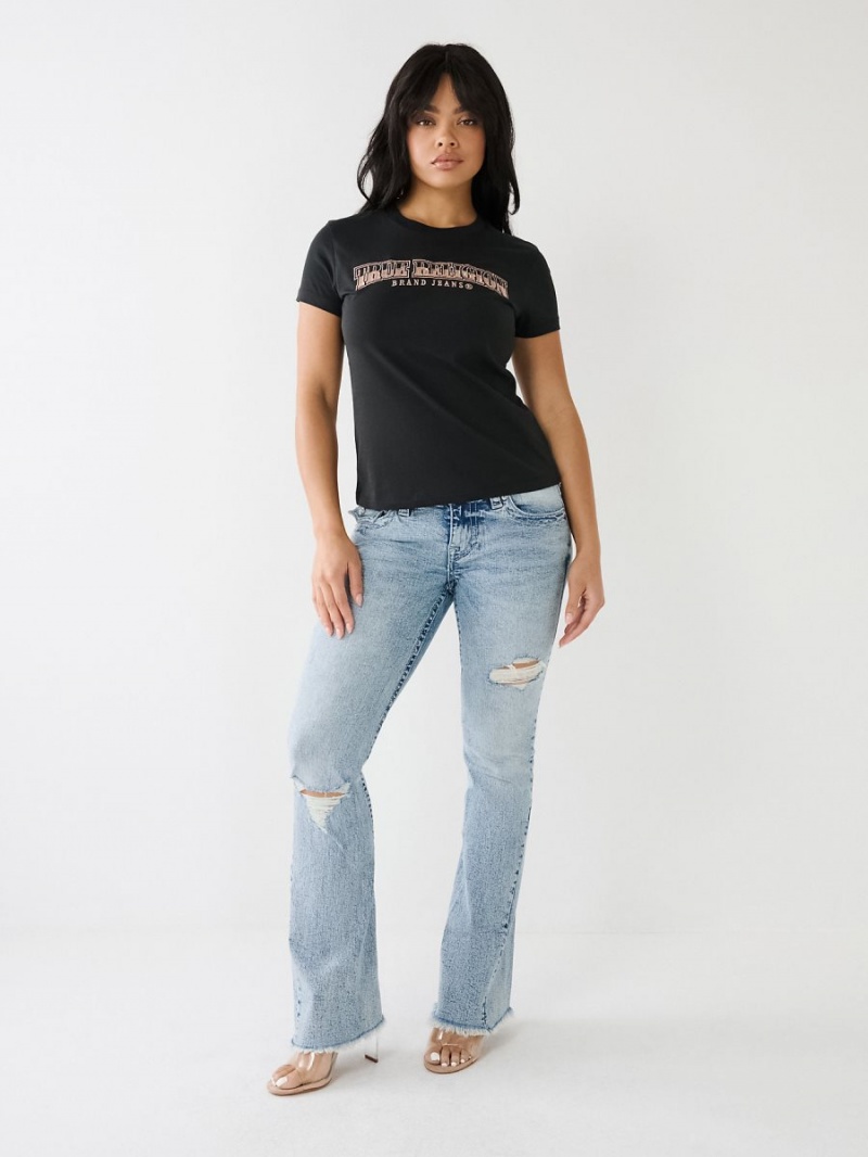 Camiseta True Religion Sequin Arched Logo Slim Negras | 18HYMVQNL