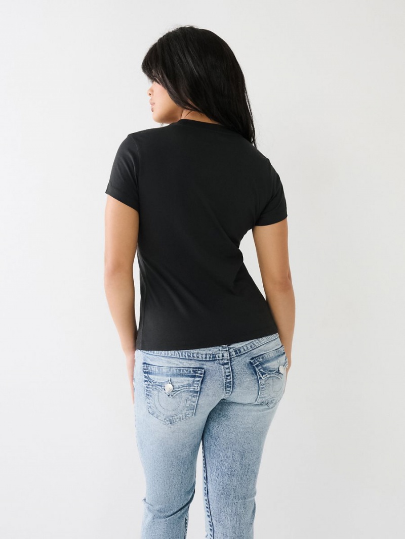 Camiseta True Religion Sequin Arched Logo Slim Negras | 18HYMVQNL