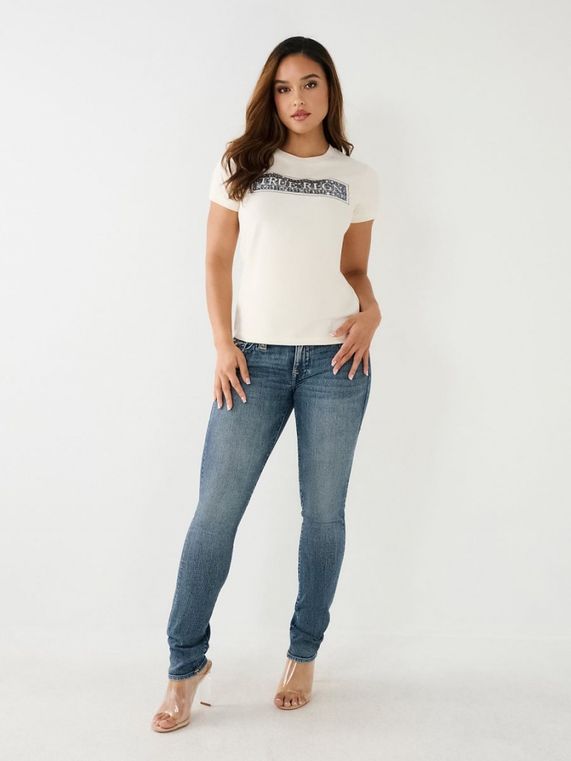 Camiseta True Religion Sequin Logo Blancas | 34DQISBUY