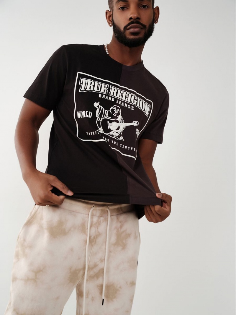 Camiseta True Religion Split Logo Negras | 69NDYXRVT