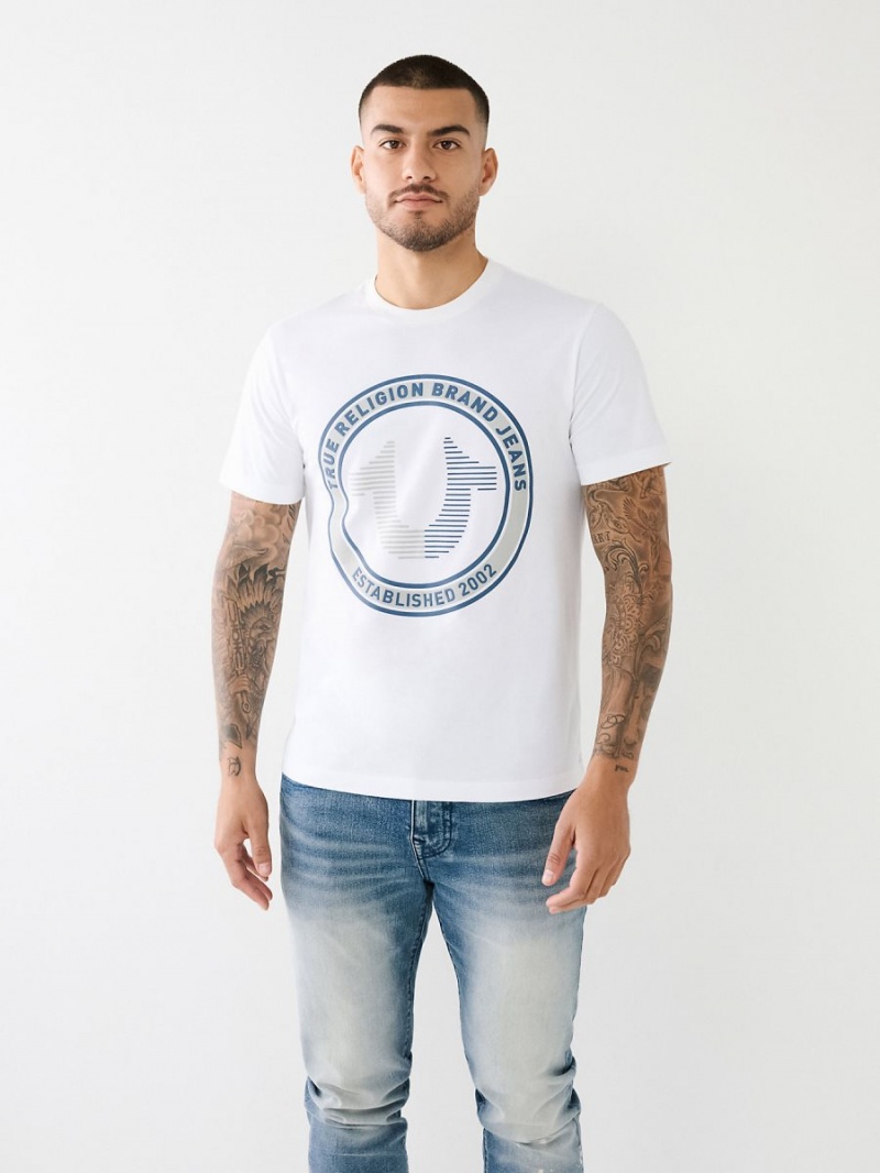 Camiseta True Religion Strike Horseshoe Logo Blancas | 21QLIHFER