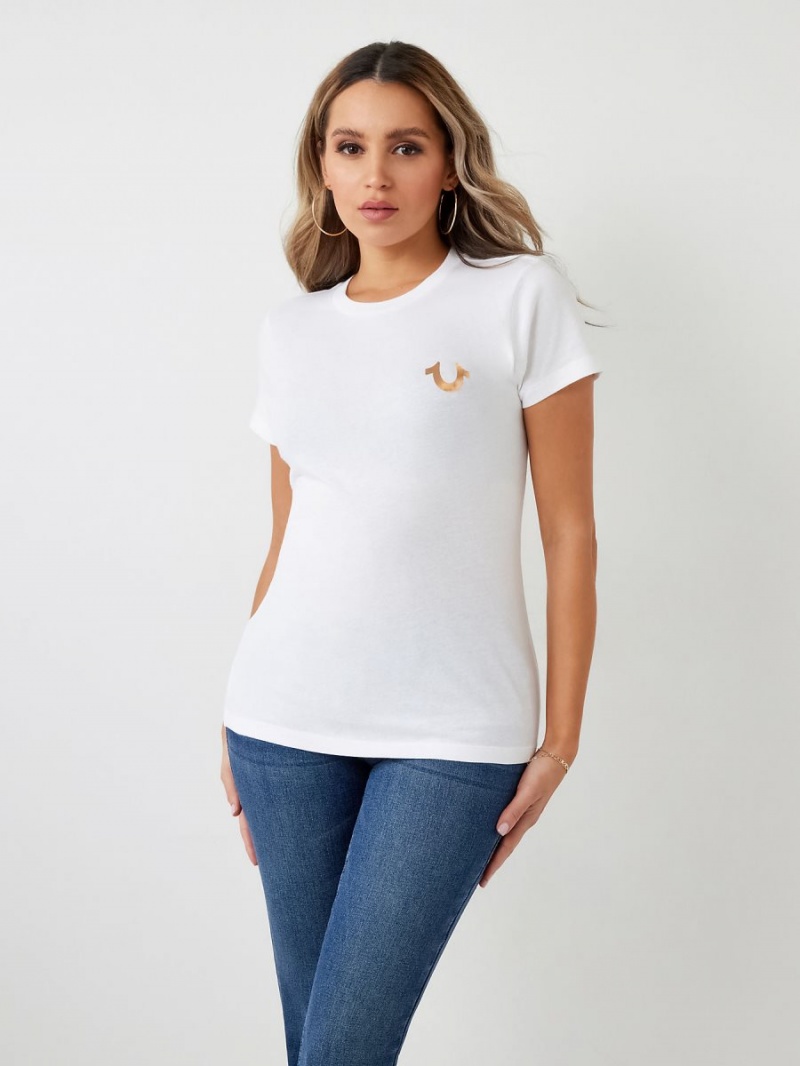 Camiseta True Religion Stud Location Estampadas Blancas | 05XWIBGTV