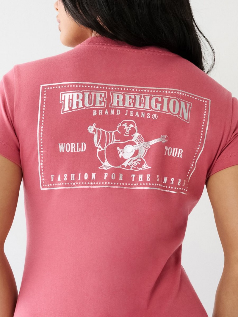 Camiseta True Religion Studded Logo Mauvewood | 37NIZRKDQ