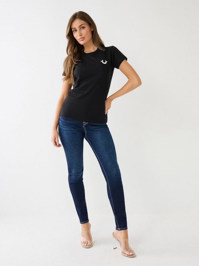 Camiseta True Religion Studded Logo Negras | 46BQSINJZ