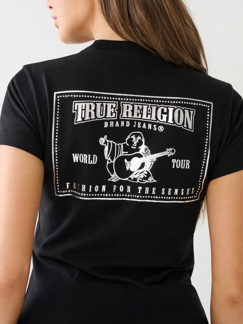 Camiseta True Religion Studded Logo Negras | 46BQSINJZ