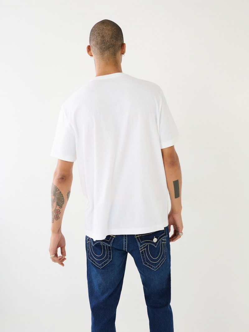 Camiseta True Religion Thermo Buddha Estampadas Relaxed Blancas | 83UJFBDCA