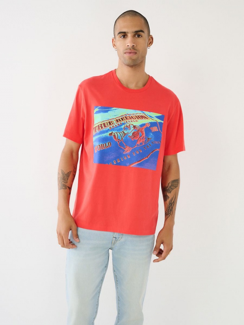 Camiseta True Religion Thermo Buddha Estampadas Relaxed Faded Cherry | 85XMRFYJK