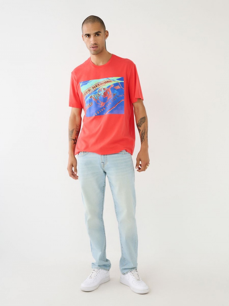 Camiseta True Religion Thermo Buddha Estampadas Relaxed Faded Cherry | 85XMRFYJK