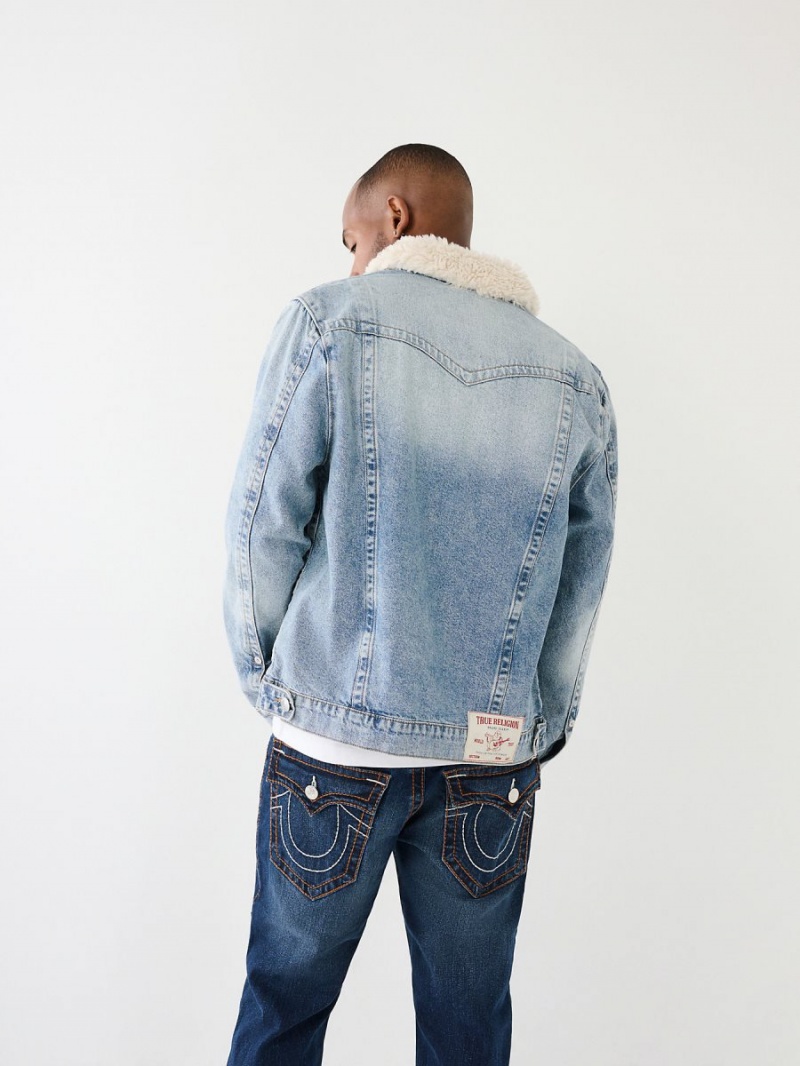 Chaqueta True Religion Faux Shearling Jimmy Denim Azules | 04VFDLJEP