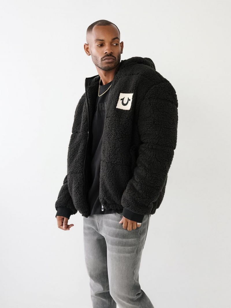 Chaqueta True Religion Faux Shearling Puffer Negras | 76HXDFGYK