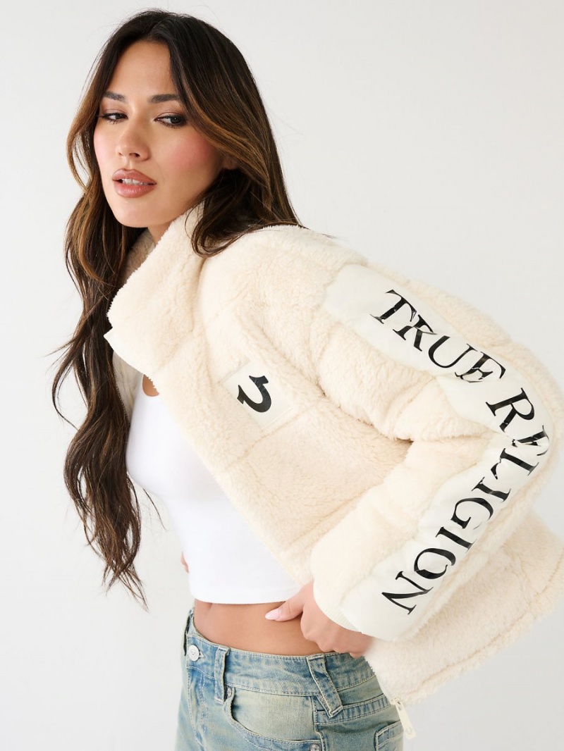 Chaqueta True Religion Faux Shearling Puffer Blancas | 84MQGSZOJ