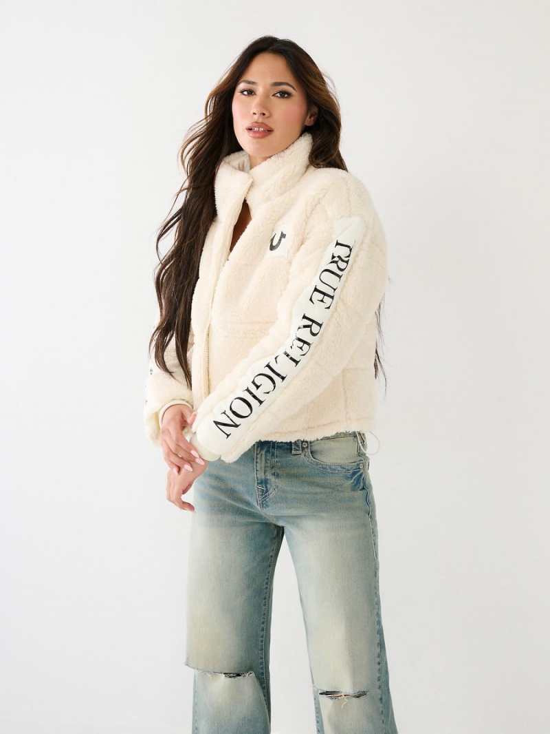 Chaqueta True Religion Faux Shearling Puffer Blancas | 84MQGSZOJ