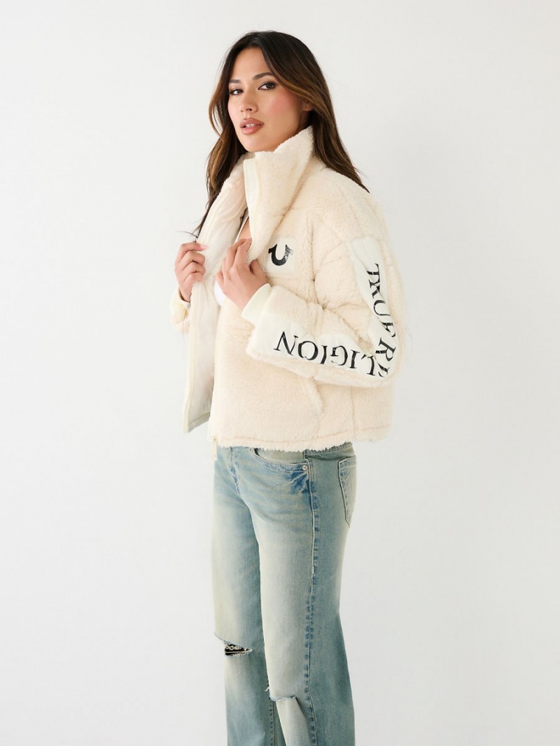 Chaqueta True Religion Faux Shearling Puffer Blancas | 84MQGSZOJ