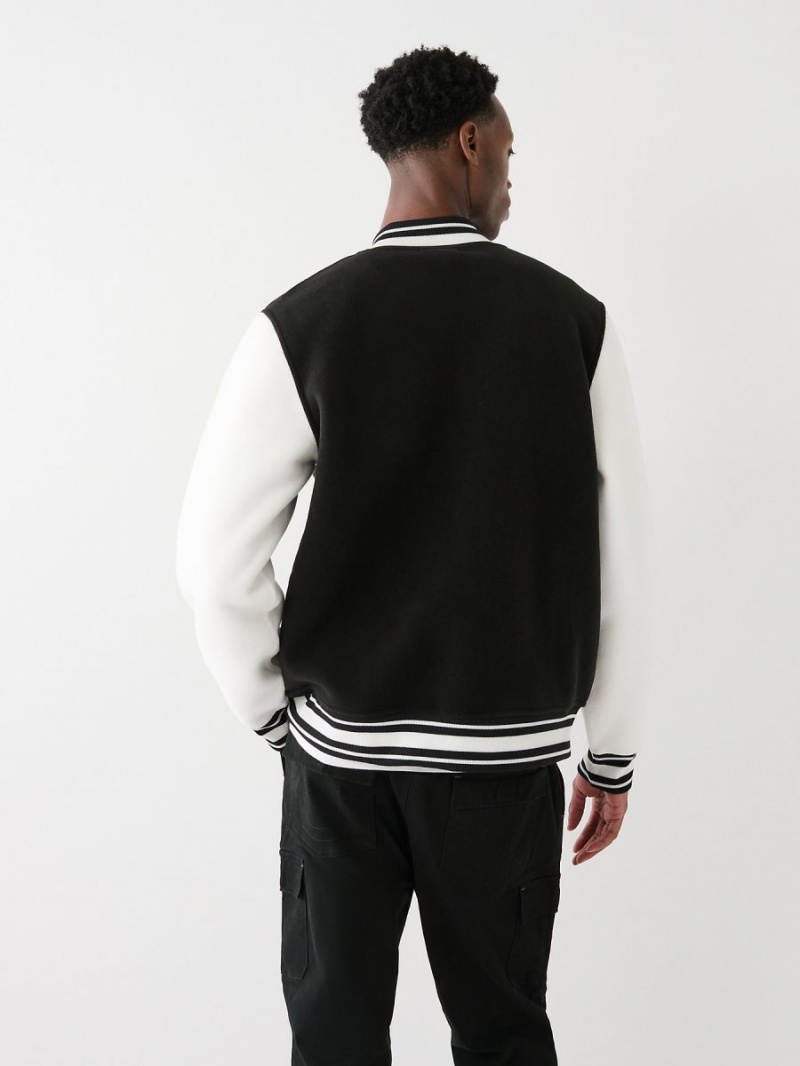 Chaqueta True Religion Fleece Varsity Black/White | 06YLWRXUI