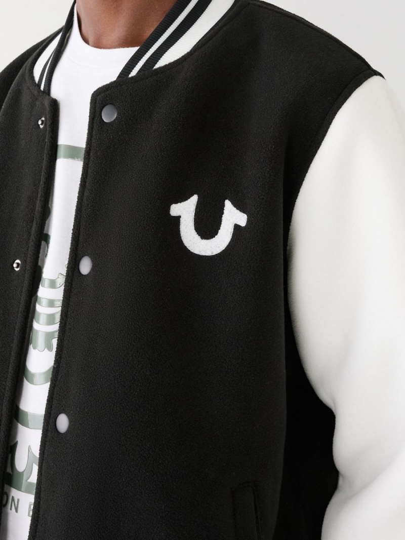 Chaqueta True Religion Fleece Varsity Black/White | 06YLWRXUI