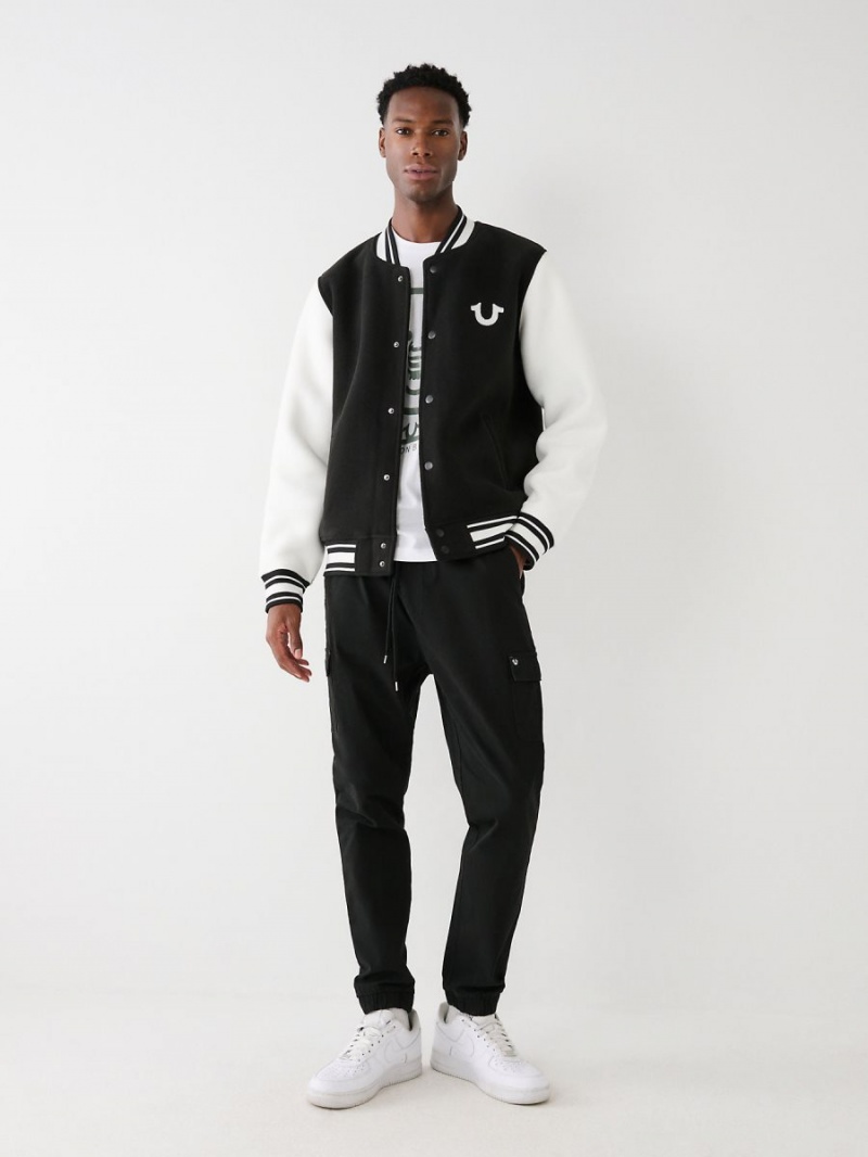 Chaqueta True Religion Fleece Varsity Black/White | 06YLWRXUI