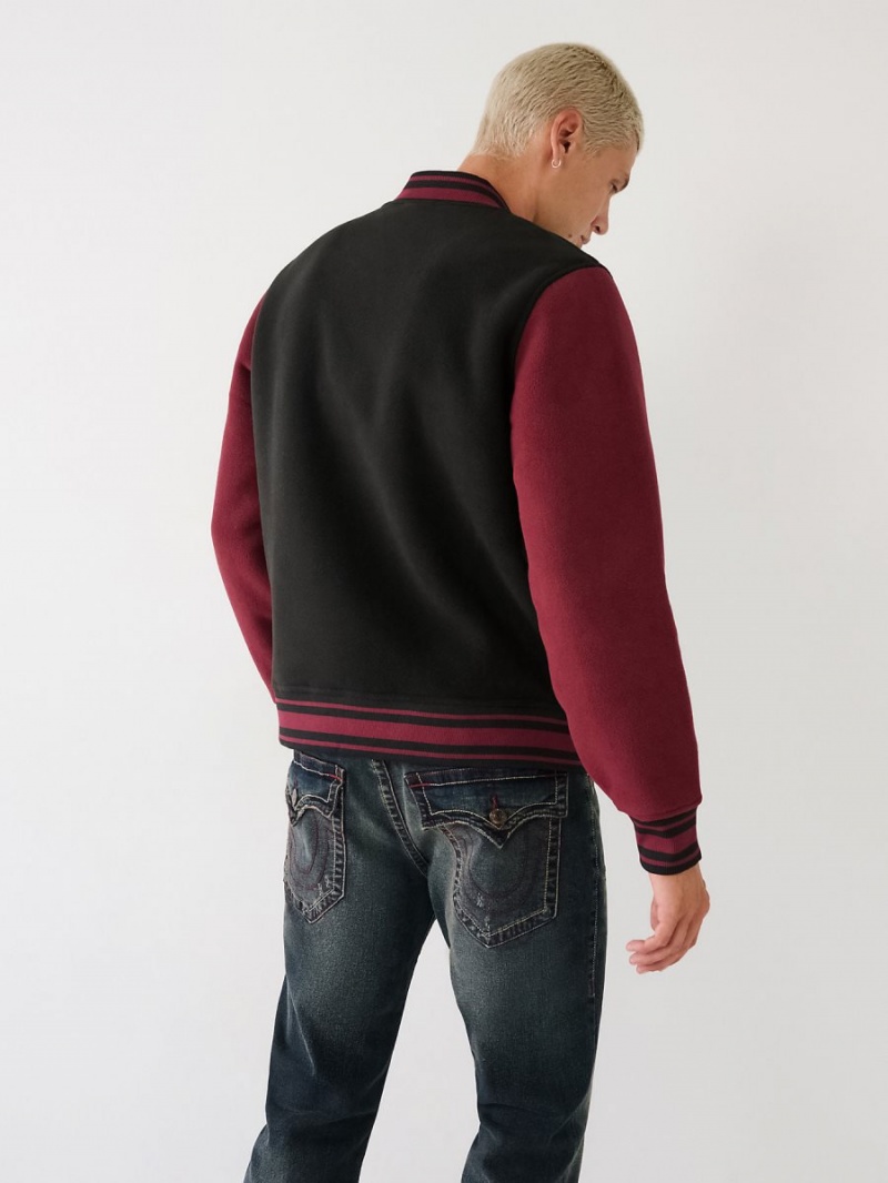 Chaqueta True Religion Fleece Varsity Black/Red | 59NVMEAFP