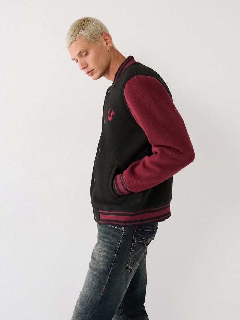 Chaqueta True Religion Fleece Varsity Black/Red | 59NVMEAFP