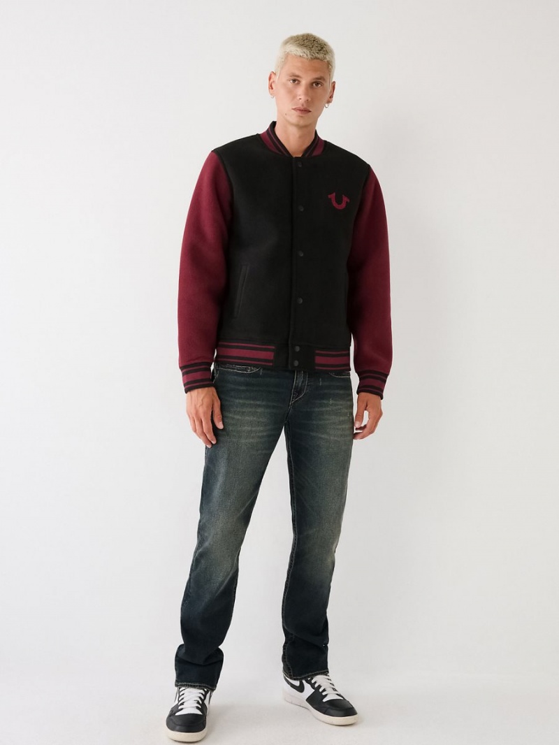 Chaqueta True Religion Fleece Varsity Black/Red | 59NVMEAFP