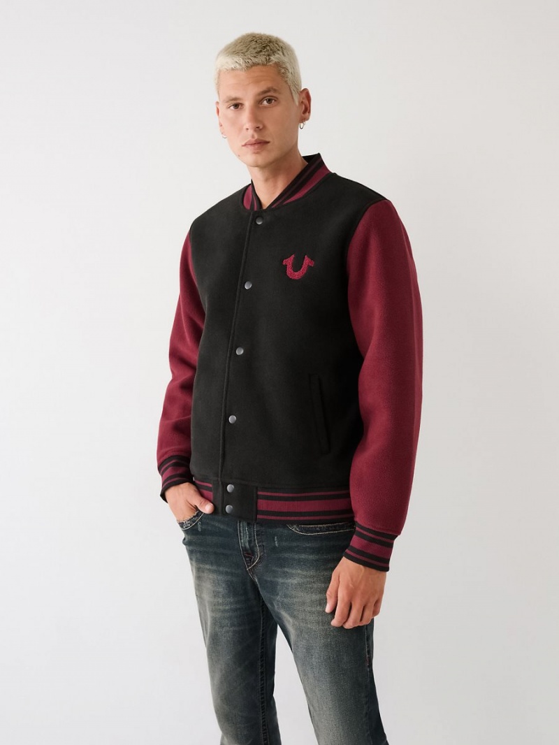 Chaqueta True Religion Fleece Varsity Black/Red | 59NVMEAFP