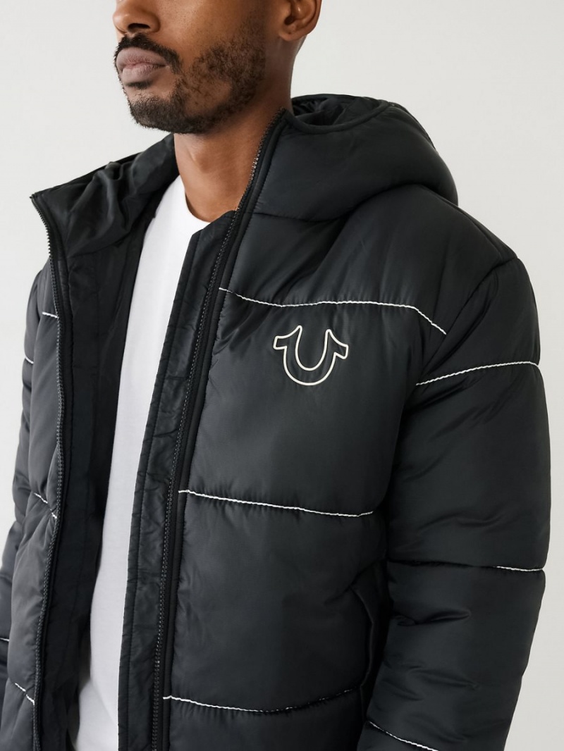 Chaqueta True Religion Horseshoe Logo Big T Puffer Negras | 18SLRUCQD