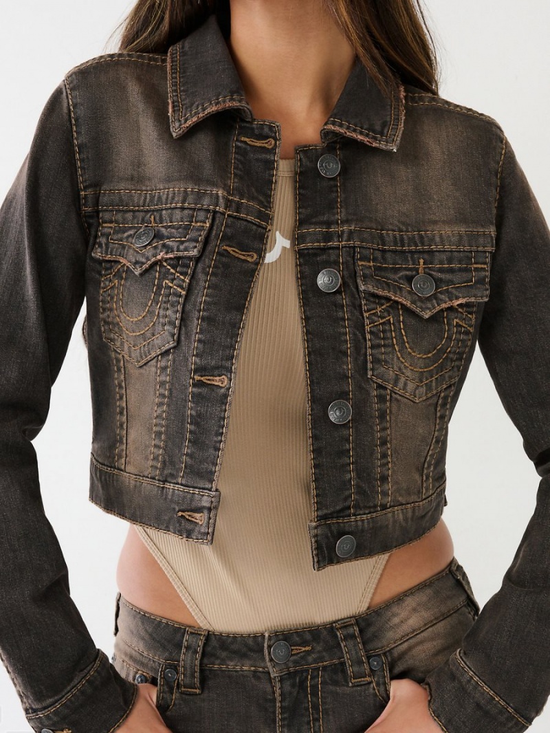 Chaqueta True Religion Jimmy Big T Crop Denim Azules Oscuro | 15BSNHVXE