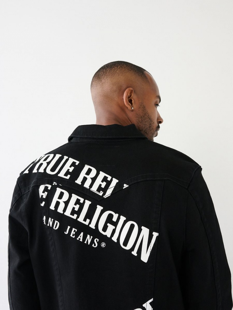 Chaqueta True Religion Jimmy Logo Denim Negras | 42JOQBAPK