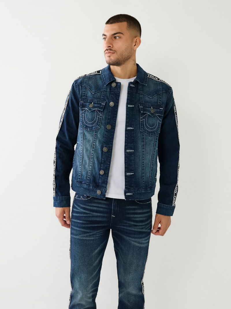 Chaqueta True Religion Tape Trim Jimmy Denim Azules Oscuro | 31JQDTYSW