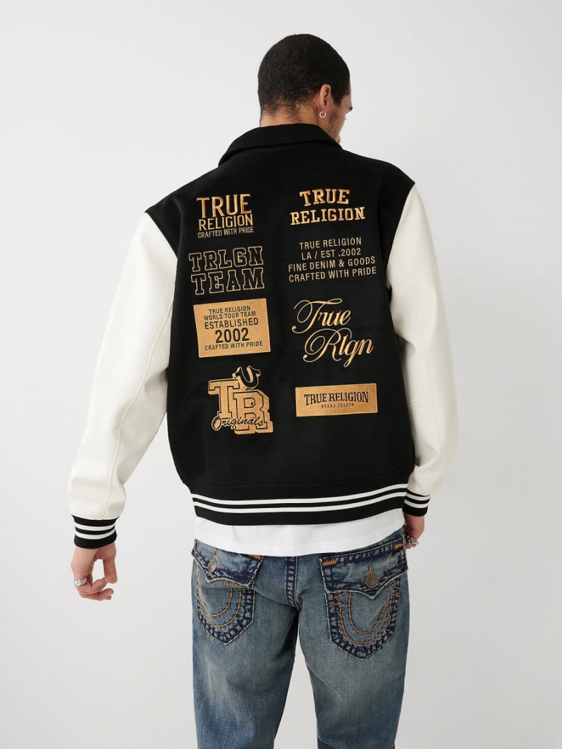 Chaqueta True Religion Varsity Negras | 32ZVUCWRO