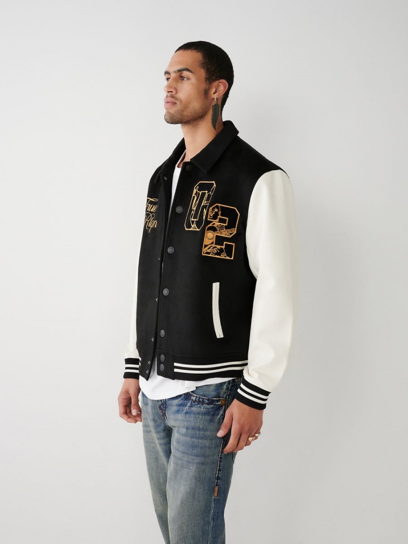 Chaqueta True Religion Varsity Negras | 32ZVUCWRO