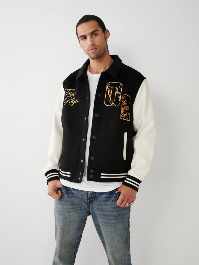 Chaqueta True Religion Varsity Negras | 32ZVUCWRO