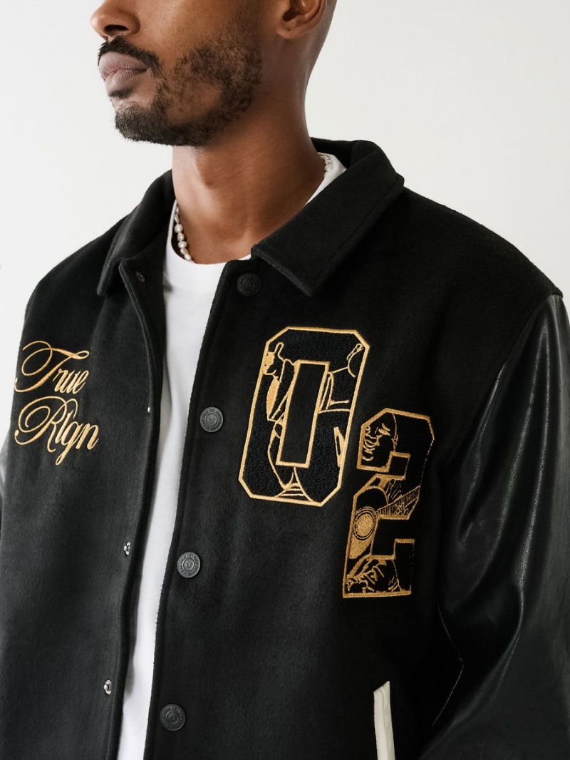 Chaqueta True Religion Varsity Negras | 58JYZPTBV