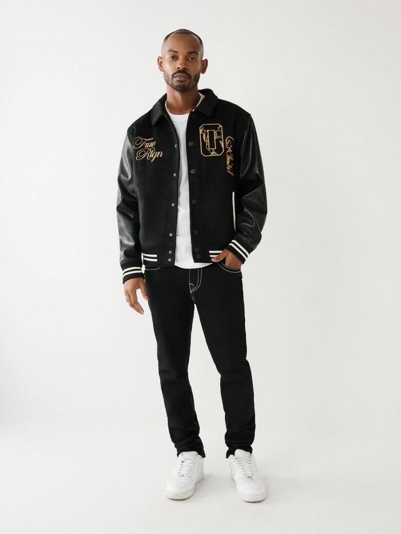 Chaqueta True Religion Varsity Negras | 58JYZPTBV