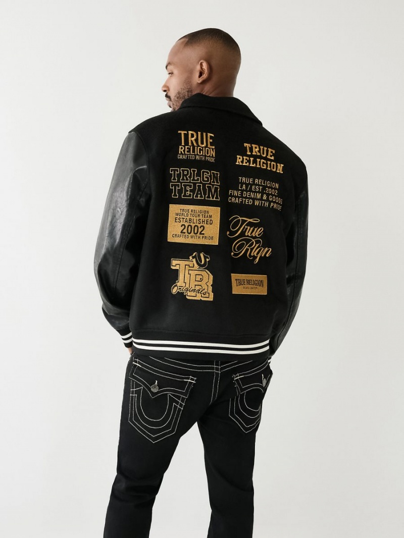 Chaqueta True Religion Varsity Negras | 58JYZPTBV