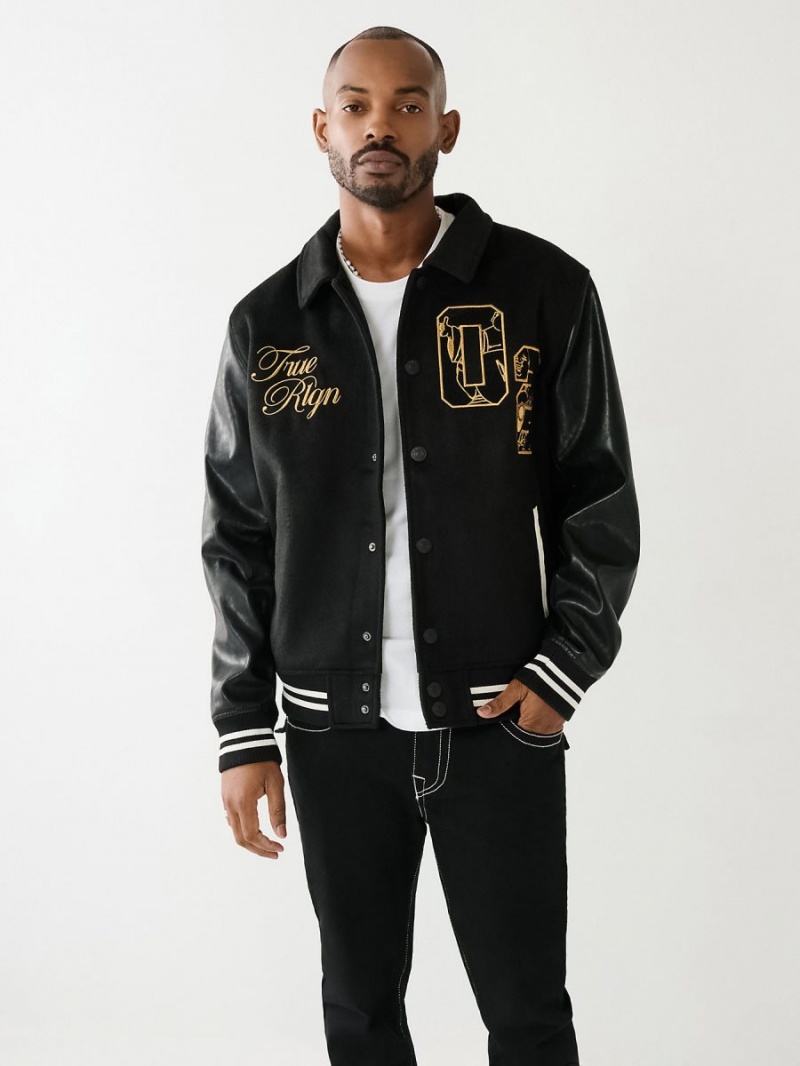 Chaqueta True Religion Varsity Negras | 58JYZPTBV