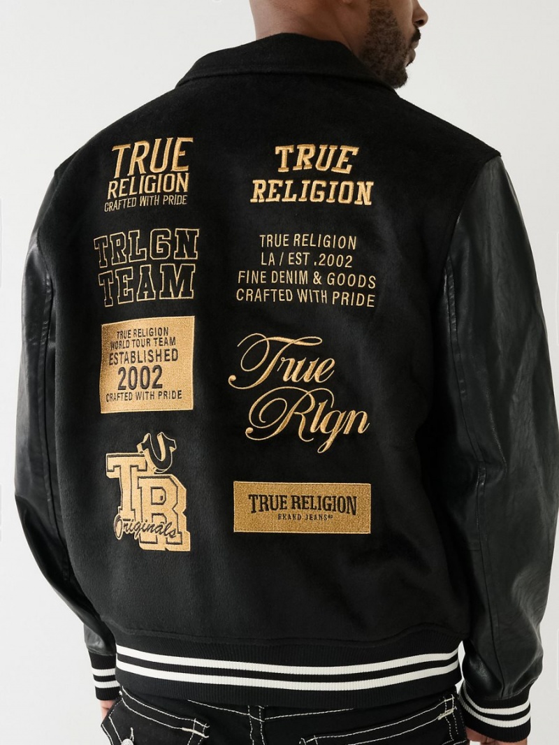 Chaqueta True Religion Varsity Negras | 58JYZPTBV