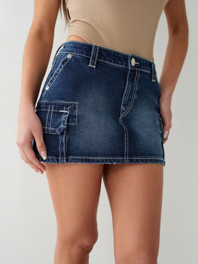 Falda True Religion Sadie Cargo Denim Mini Pacific | 63XUJNWLV