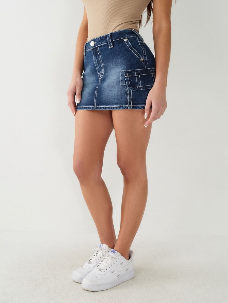 Falda True Religion Sadie Cargo Denim Mini Pacific | 63XUJNWLV