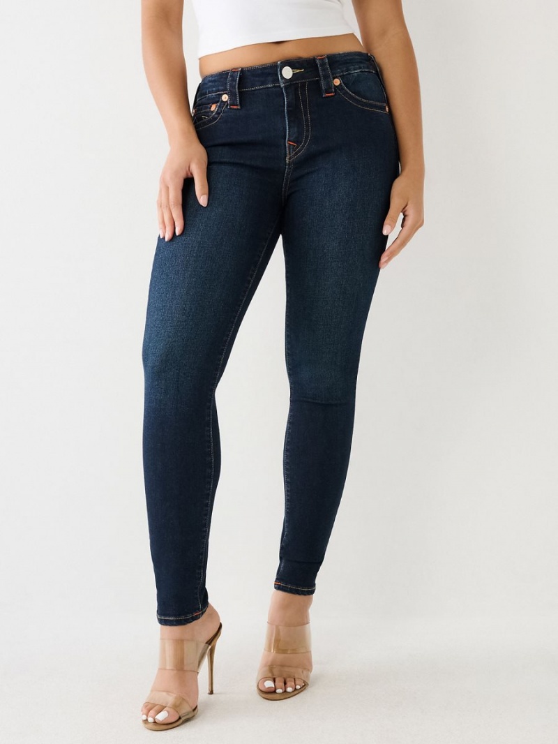 Jeans Skinny True Religion Halle Mid Rise Super Azules Oscuro | 07HXVDCRM