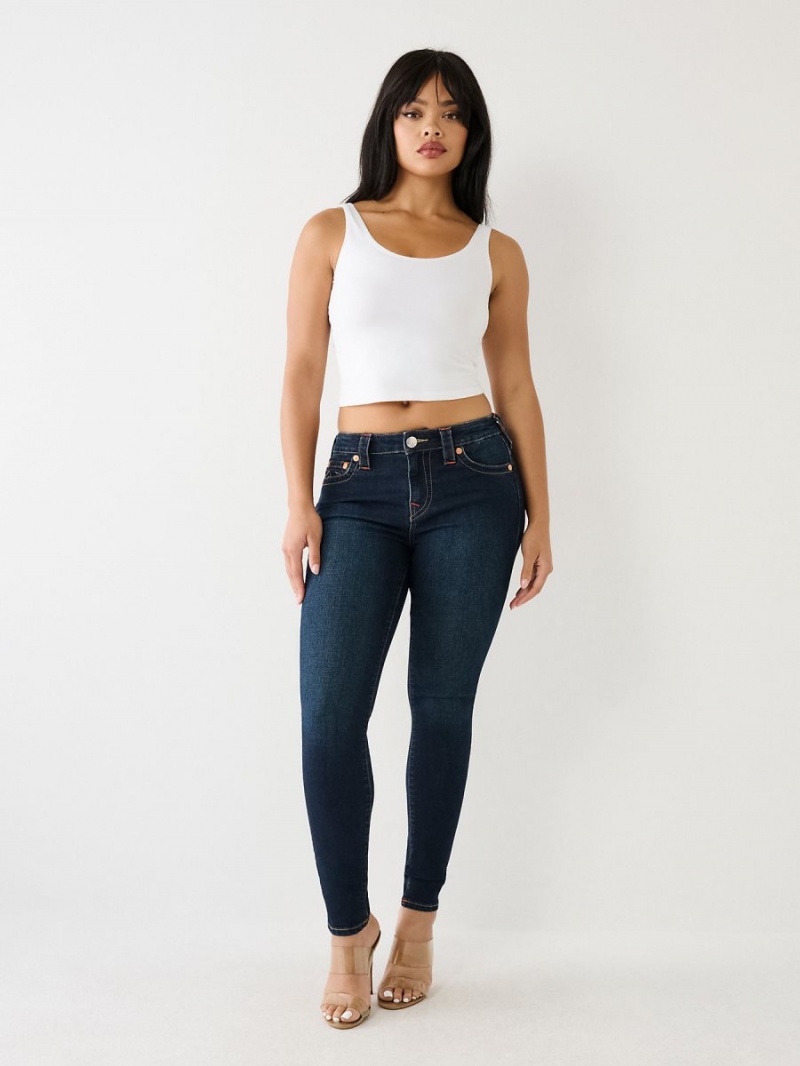 Jeans Skinny True Religion Halle Mid Rise Super Azules Oscuro | 07HXVDCRM