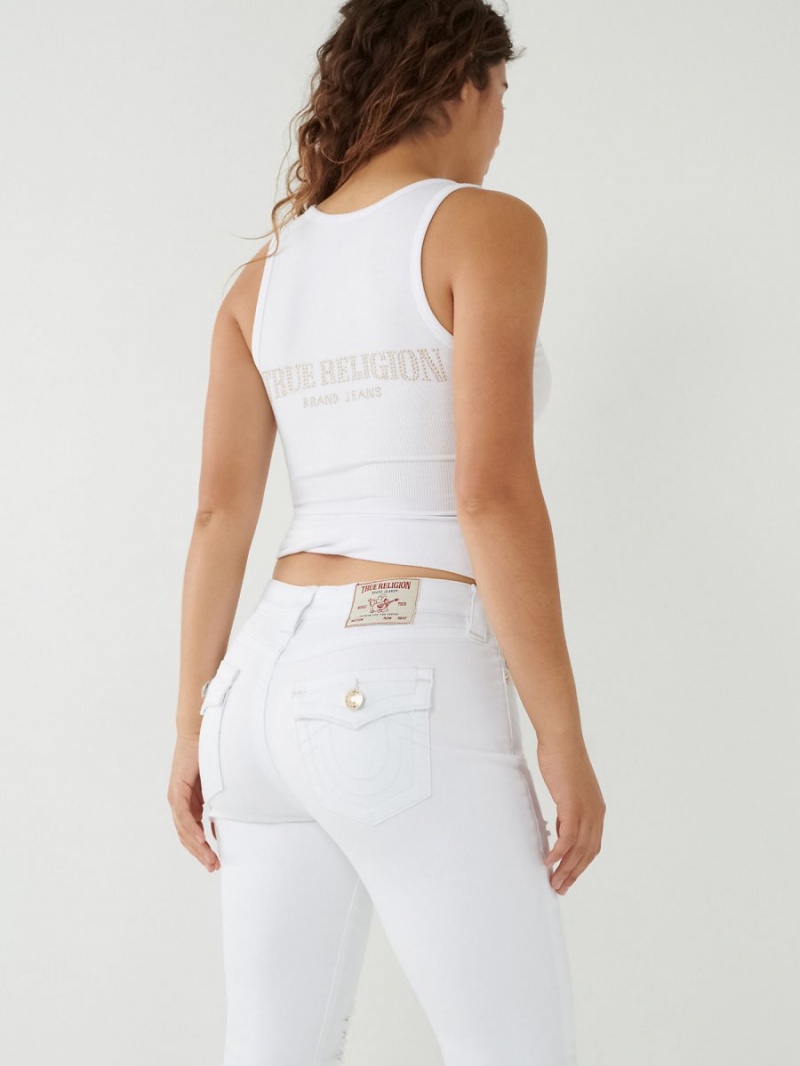 Jeans Skinny True Religion Jennie Curvy Crop Blancas | 60CXKNHMP