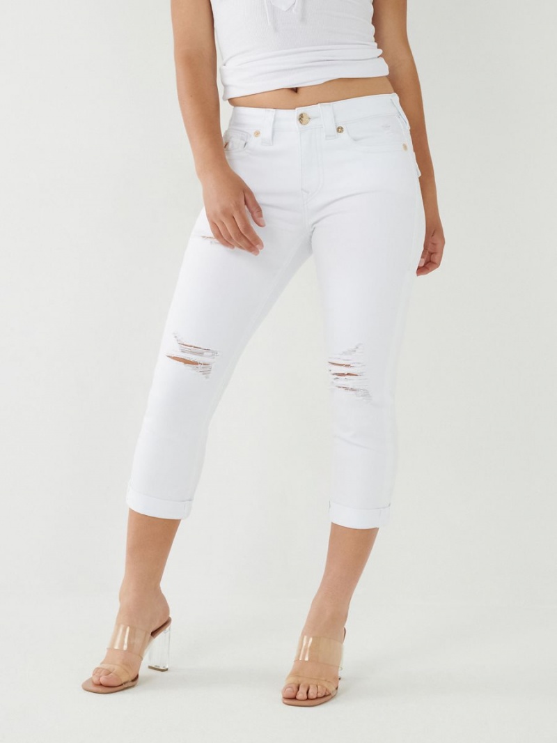 Jeans Skinny True Religion Jennie Curvy Crop Blancas | 60CXKNHMP