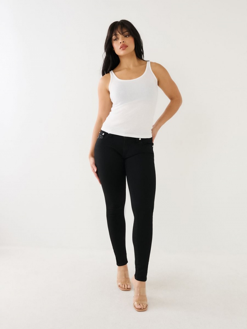 Jeans Skinny True Religion Jennie Mid Rise Curvy Negras | 41USNWAVG