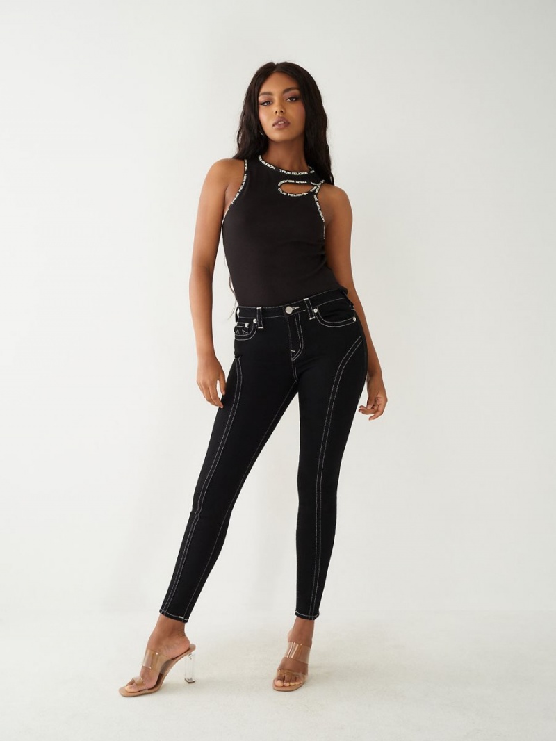 Jeans Skinny True Religion Jennie Mid Rise Curvy Negras | 16CJNXDBM